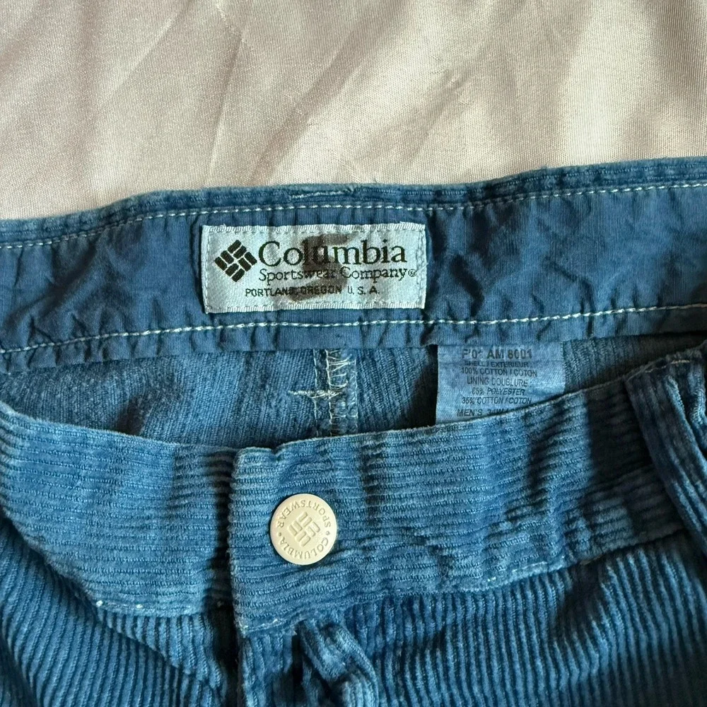 Vintage Y2K Columbia‎ Sportswear Mens 34x32 Blue Corduroy Outdoor Pants